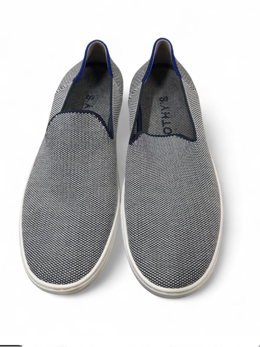 Rothy’s Blue & White Knit Slip-On Sneakers / Loafers – Size 8